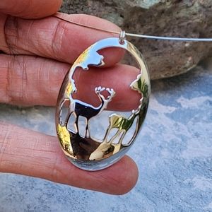 Deer Family Christmas Gift Hypoallergenic Jewelry Rhodium Minimalist